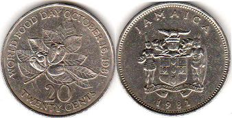 coin Jamaica 20 cents 1981