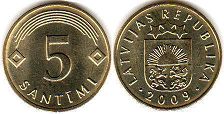 coin Latvia 5 santimi 2009