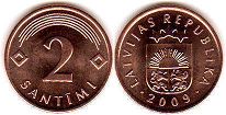 coin Latvia 2 santimi 2009