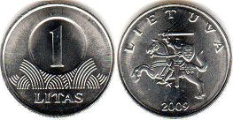 coin Lithuania 1 litas 2009