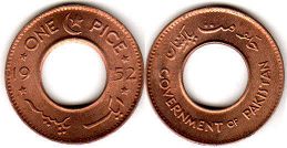 coin Pakistan 1 pice 1952