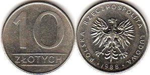 moneta Polska 10 zlotych 1988