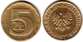 coin Poland 5 zlotych 1977