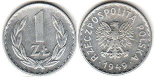moneta Polska 1 zloty 1949 