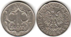 moneta Polska 1 zloty 1929