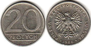 moneta Polska 20 zlotych 1986