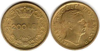 coin Romania 200 lei 1945