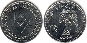 coin Somaliland 10 shillings 2006