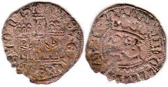 moneda Castilla y Leon cornado 1369-1379