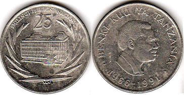 coin Tanzania 25 shillingi 1991