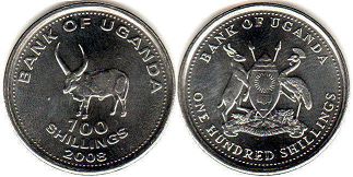 coin Uganda 100 shillings 2008