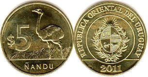 coin Uruguay 5 pesos 2011