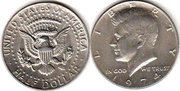 US moneda 1/2 dólar 1974