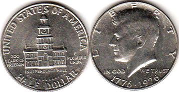 moneda Estados Unidos 1/2 dollar 1976 Bicentenario de la independencia