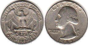 US moneda 1/4 dólar 1965 Washington quarter