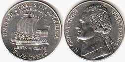 moneda Estados Unidos 5 centavos 2004 Lewis y Clark