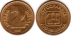 coin Yugoslavia 2 dinara 1992