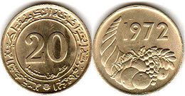 coin 20 centinmes Algeria 1972