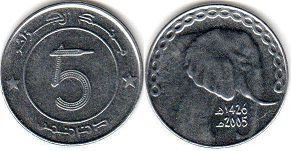 piece 5 dinar Algeria 2005