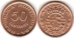 coin Angola 50 centavos 1954