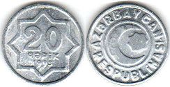 coin Azerbaijan 20 qapik 1993