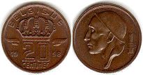 coin Belgium 20 centimes 1958