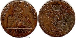 coin Belgium 2 centimes 1859