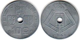 pièce Belgique 10 centimes 1941