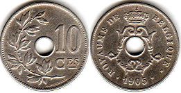 coin Belgium 10 centimes 1905