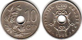 coin Belgium 10 centimes 1904