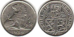 coin Belgium coin Belgium 1 franc 1939