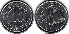 moeda Brasil 1000 cruzeiros 1992