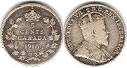 piece canadian old monnaie 5 cents 1910
