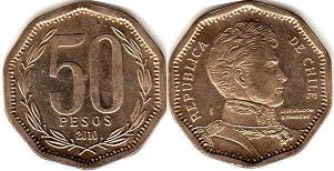 moneda Chille 50 pesos 2010