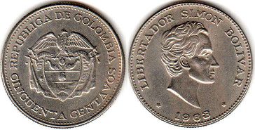 coin Colombia 50 centavos 1963