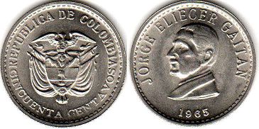 coin Colombia 50 centavos 1965