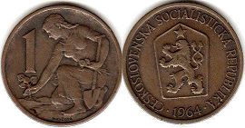 mince Czechoslovakia 1 koruna 1964