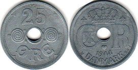 coin Denmark 25 ore 1944