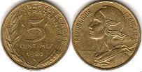 moneda Francia 5 céntimos 1980