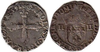 coin France 1/4 ecu 1591