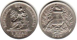 moneda antigua Guatemala 1 real 1910