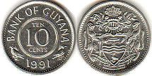 coin Guyana 10 cents 1991