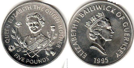 coin Guernsey 5 pounds 1995