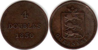 coin Guernsey 4 doubles 1830