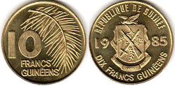 coin Guinea 10 francs Guinees