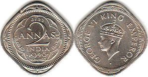 coin India 2 annas 1946