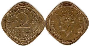 coin India 2 annas 1943