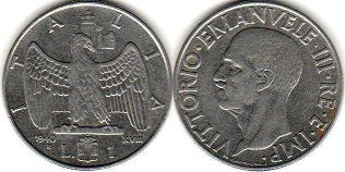 moneta Italy 1 lira 1940