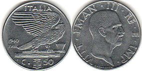moneta Italy 50 centesimo 1940