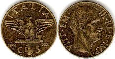 monnaie Italie 5 centesimi 1941